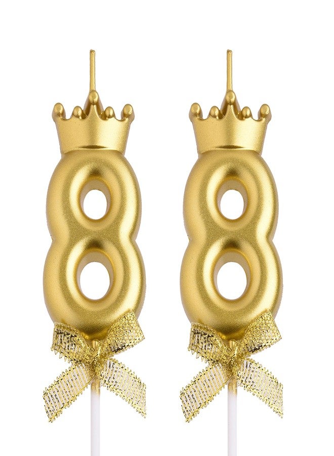 VSHILI 88th Birthday Candles, Gold 88 Year Old Number Birthday Candles, Happy Birthday Party Cake Topper Decoration Gifts for Women Men - Image 1
